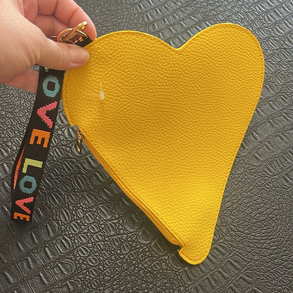 Yellow Heart-Shaped Pouch with Colorful Love Strap